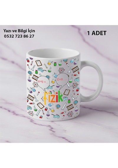 Fizik Öğretmeni Ve Öğretmenler Günü İçin Kişiye Özel İsim Baskılı Kupa Bardak Öğretmene Hediyelik Beyaz