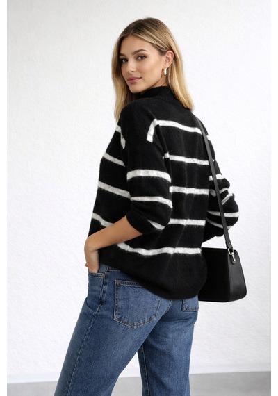 Cloudymood Kadın Çizgili Yarım Balıkçı Oversize Yumuşak Dokulu Triko Kazak Günlük Kullanım Mevsimlik Siyah - 860076631 Siyah Cloudymood Kadın Çizgili Yarım Balıkçı Oversize Yumuşak Dokulu Triko Kazak Günlük Kullanım Mevsimlik Siyah - 860076631 Siyah