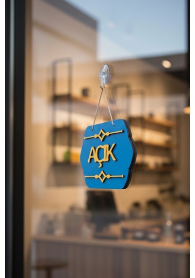 Turkuaz Ahşap Butik Açık/kapalı Tabelası - Akrilik Boyalı Özel Tasarım