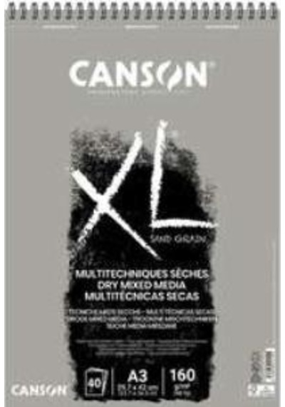 Canson Xl Dry Mix Media Grey Sand Paper Spiralli Defter 40 Yaprak N11.825