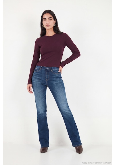 Lela Pamuklu Bisiklet Yaka Crop Bluz Kadın Bluz 5867060 Mürdüm