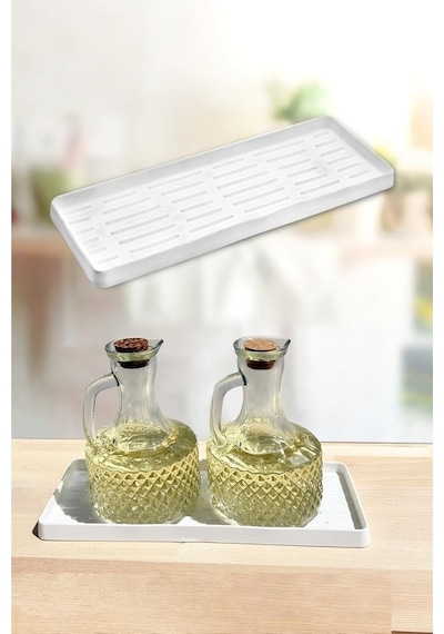 Silikon Yağdanlık Yağlık Standı Altlık,çok Amaçlı Organizer Sunumluk,sabunluk Altlığı, 26x10 Cm Beyaz