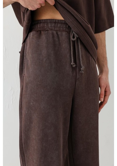 Vamos Baggy Fit Yıkamalı Eşofman Alt Kahverengi
