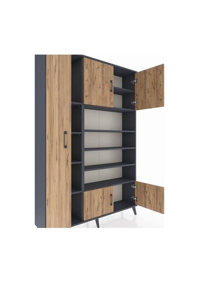 Arges Dolap 10 Raflı 5 Kapaklı 132x30x195 Antrasit-çam/antrasit Antrasit