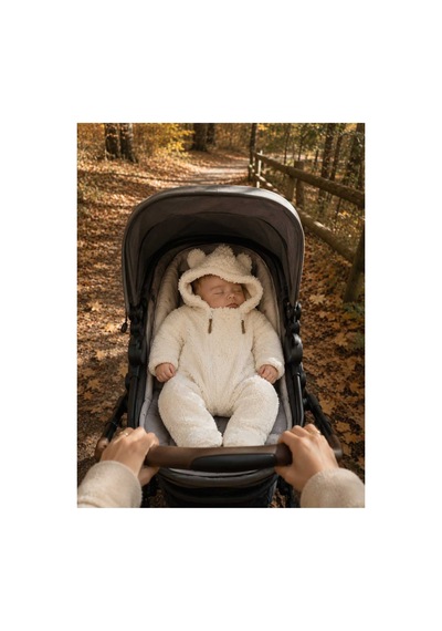 Omeca Concept Welsoft Peluş Bebek Tulumu Kapüşonlu Kulak Detaylı Kışlık Bebek Tulumu ekru