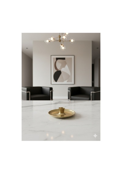 Mat Pirinç Gold Modern Şamdan - Dekoratif Lüks Mumluk