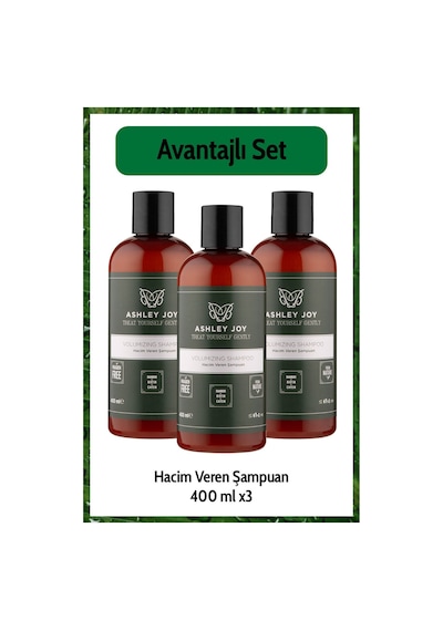 Ince Telli Saçlara Hacim Veren Bitki Özlü Dolgunlaştırıcı Biotin Ve Kafein Şampuan 400 Ml X3 Set