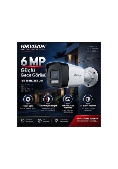 Ds-2cd1063g2-lıuf 6 Mp 4mm Smart Hybrid Light Gece Görüşlü Ip Bullet Kamera