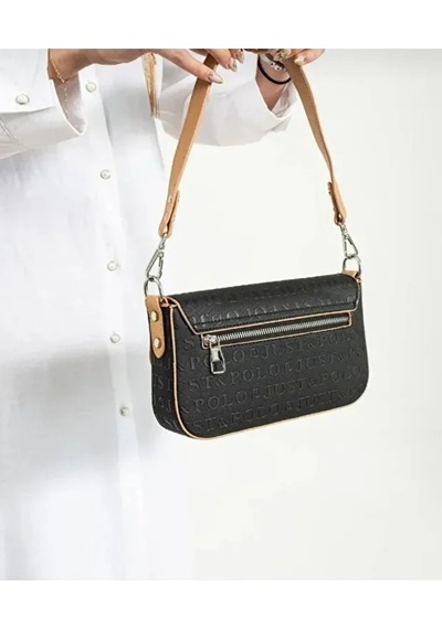 Just Polo Kadın Günlük Su Geçirmez Şık El & Omuz Çantası Shoulder Bag Siyah - Taba