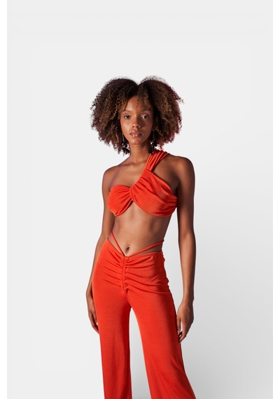 Holly Lolly Omuz Detaylı Beatrice Crop Turuncu