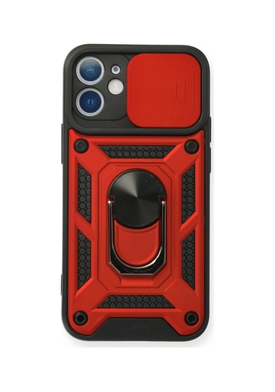 Newface - 323 - iPhone Uyumlu 12 Mini Kılıf Pars Lens Yüzüklü Silikon - Csmo-tex - - Kırmızı