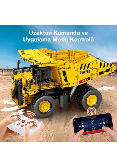 Reobrix Technic 22025 Damperli Kamyon Kumanda&motorlu Yaratıcı Yapı Blok Seti Building Blocks Dump Truck - 1622 Parça