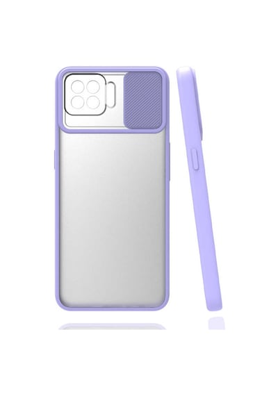 Noktaks - Oppo Uyumlu Oppo A73 - Kılıf Slayt Sürgülü Arkası Buzlu Lensi Kapak - Lila T16330 Lila