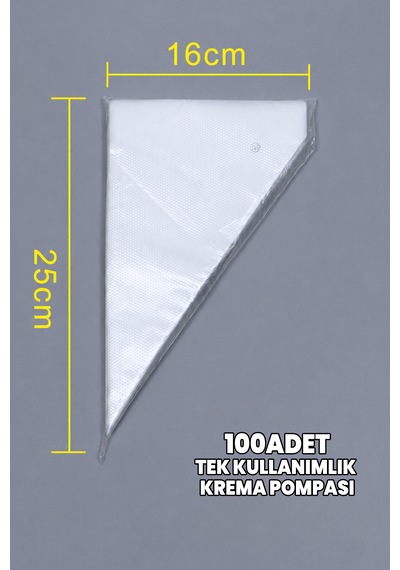 Kullan At Krema Torbası 100 Adet - Kaliteli Poşet Krema Torbası - Hijyenik Tek Kullanımlık - Ekstra Sağlam Şeffaf