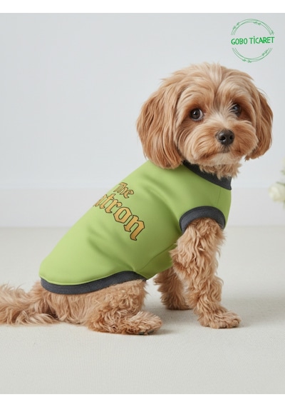 Yeşil The Patron Yazılı Kedi Ve Köpek Kıyafeti Tişörtü Elbisesi Medium/m/beden 2