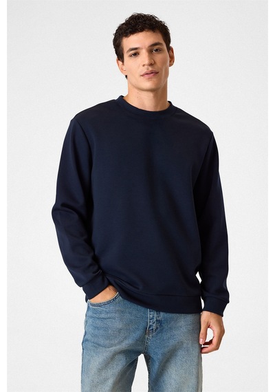 Backandbond Bisiklet Yaka Lacivert Sweatshirt