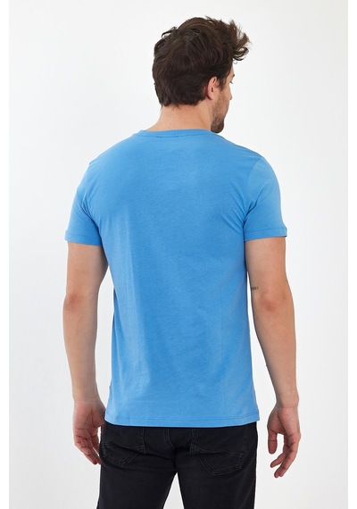 Erkek Compact Penye V Yaka T-shırt Lıchen Blue
