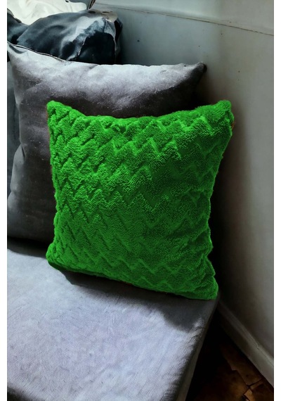 Bohem 4'lü Dekoratif Yastık Kılıfı Kırlent Kılıfı 43x43 Cm Yeşil Zikzak Desen Yeşil