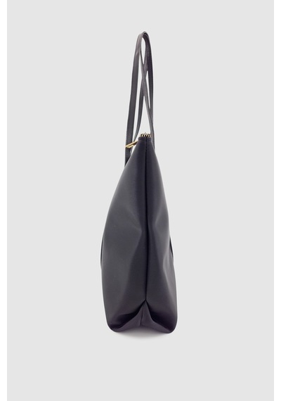 Wuclo Velie Paraşüt Kumaş Şeritli Shopper Çanta Siyah