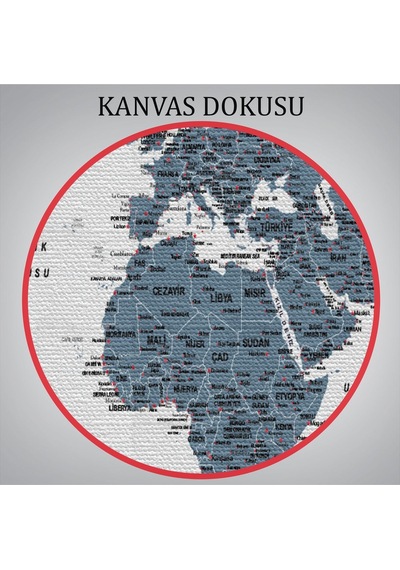 Es10 Türkçe Dünya Haritası Dekoratif Kanvas Tablo Son Derece Detaylı 1615 (125 x 210)