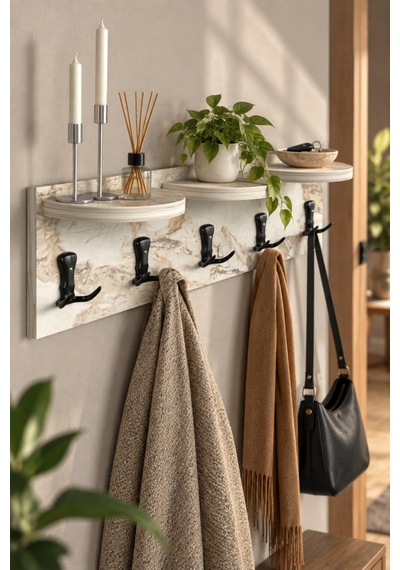 Sulorahome 5'li Duvar Askılığı Beyaz 80 Cm Beyaz Mermer