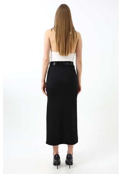 Gugus Kadın Süet Kuamaş Trend Model Uzun Kemerli Fermuar Kapamalı Yırtmaçlı 92 Cm Maxi Boy Etek Siyah Gugus Kadın Süet Kuamaş Trend Model Uzun Kemerli Fermuar Kapamalı Yırtmaçlı 92 Cm Maxi Boy Etek Siyah