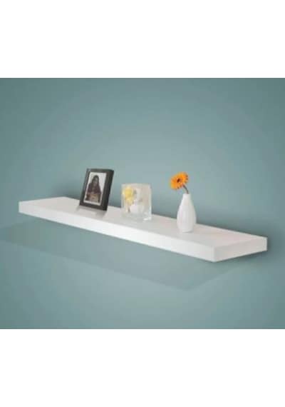 Duvar Rafı-gizli Bağlantılı Parlak Beyaz Uçan Raf-ebat 90cm 20cm