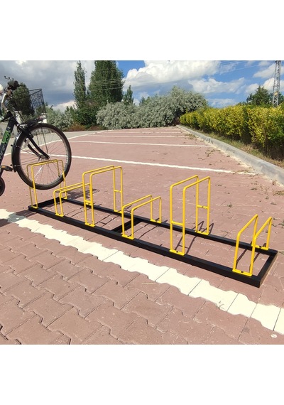 Bisiklet Park Demiri Bisiklet Park Yeri Metal Park Alanı 6 Lı Sarı - Siyah