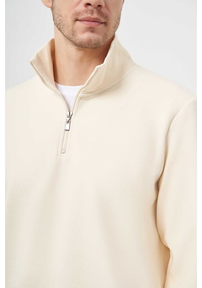 Morven Erkek Ekru Fermuarlı Bato Yaka Sweat-shirt 25ks063001454 Ekru Ekru