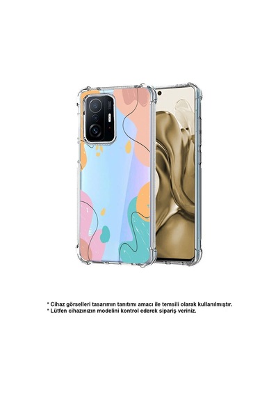 Huawei Mate 20 Lite Uyumlu Köşe Korumalı Antişok Kapak Karışık Renkler Tasarımlı Şeffaf Kılıf