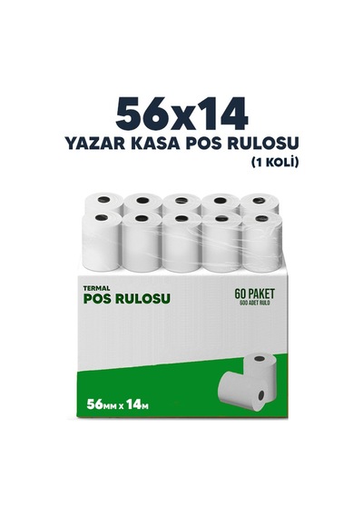 56x14 600 Pos Rulo Koli Termal Pos Rulosu / Pos Kağıdı