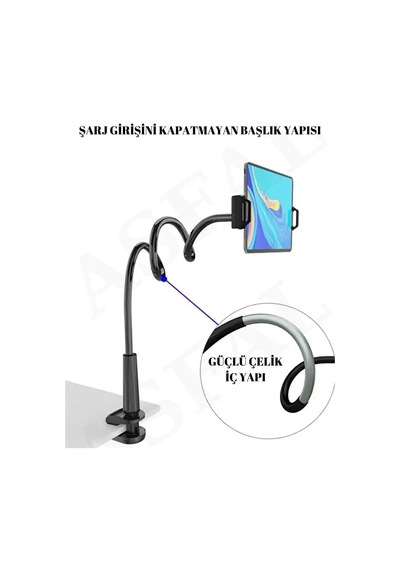 Tablet Tutucu Stand 14 İnç Uyumlu, Yatak Ve Masa Kenarı Telefon Tablet Standı, Ayarlanabilir Esnek Tutucu