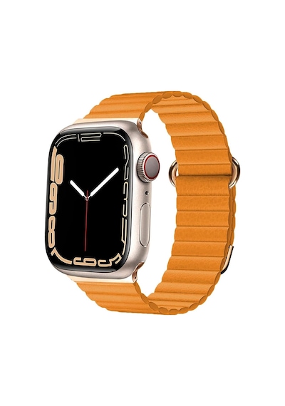 Apple Uyumlu  Watch 7 8 45 MM Kordon Mıknatıslı Magnetik Deri Kordon