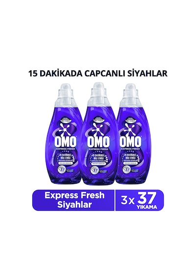 Omo Express Fresh Capcanlı Siyahlar Tüm Koyu Renkler Sıvı Çamaşır Deterjanı 1480 Ml X3 Diğer