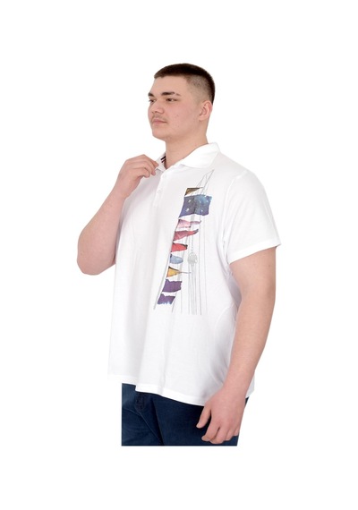 Mode Xl Büyük Beden Erkek T-shirt Polo Flag U25304 Beyaz Beyaz
