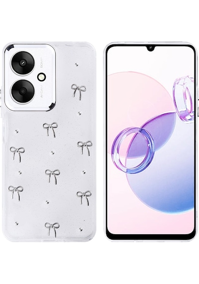 Zore Redmi 13c Kılıf Airbag Tasarımlı Simli Şeffaf Msra Kutup Kapak - Yıldız Yıldız