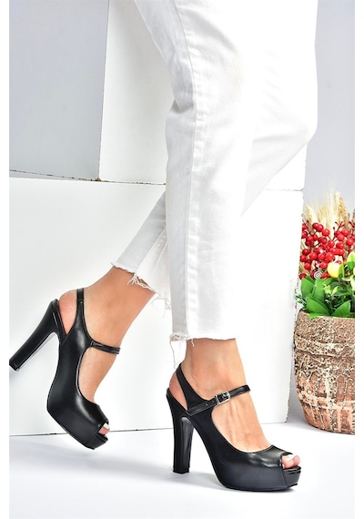 Fox Shoes Siyah/siyah Platform Topuklu Kadın Ayakkabı M348007009 Siyah