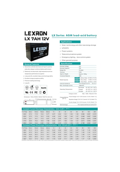 Lexron 7ah Kuru Akü