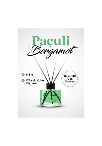 Paçuli & Bergamot Yüksek Koku Yayılımlı Dekoratif Bambu Çubuklu Oda Kokusu 145 Ml Diğer