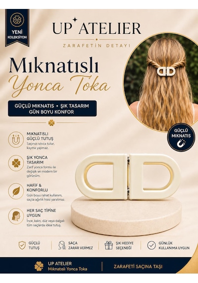 Mıknatıslı Kemik Toka 7cm Opak Beyaz