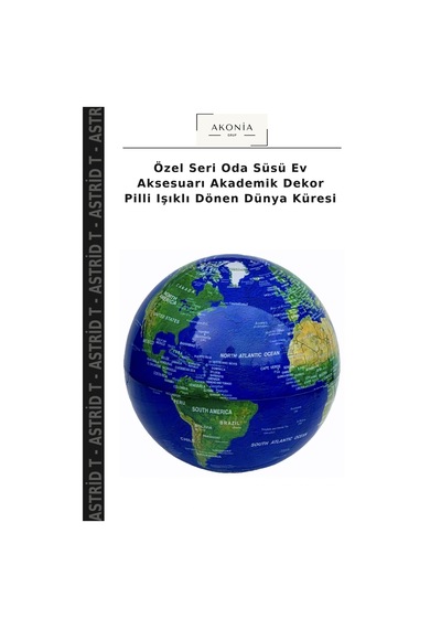 Özel Seri Oda Süsü Ev Aksesuarı Akademik Dekor Pilli Işıklı Dönen Dünya Küresi