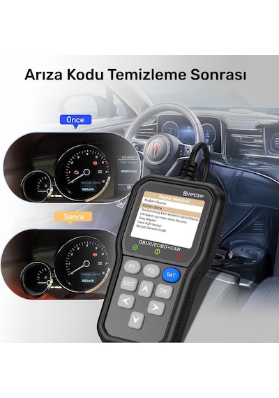 Npo Npc319 2.4" Türkçe Obdıı/eobd+can Modlu 63000 Hata Hafızalı Araç Arıza Tespit/silme Cihazı