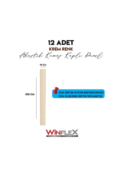 Winflex 12 Li Dikey Akustik Kumaş Panel 10x100 Cm Krem