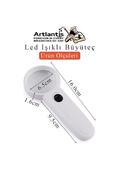 Led Işıklı Büyüteç 65 Mm 1 Adet 4x Büyütme Optik Büyüteç El Tipi Işıklı Lens Taşınabilir Okul Büro Ofis