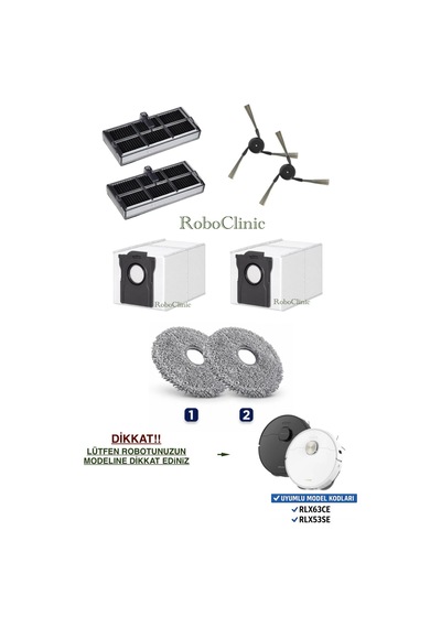 Dreame X40 Ultra L40 Ultra Robot Süpürge Uyumlu Toz Torbası, Yan Fırça, Hepa Filtre, Mop Seti. 8 Parça