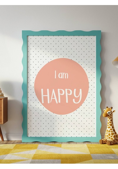 I Am Happy Dijital Baskı Poster Turuncu Çerçevesiz