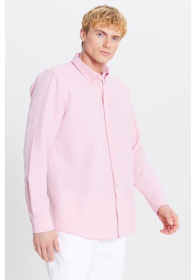 AC&Co / Altınyıldız Classics Erkek Pembe Tailored Slim Fit Dar Kesim Düğmeli Yaka Gofre Desenli Gömlek Pembe AC&Co / Altınyıldız Classics Erkek Pembe Tailored Slim Fit Dar Kesim Düğmeli Yaka Gofre Desenli Gömlek Pembe