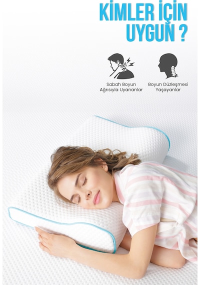 Viscofoam Yüksek Boyun Destekli Ortopedik Yastık Visco Yastık 58x39x12-8.5cm