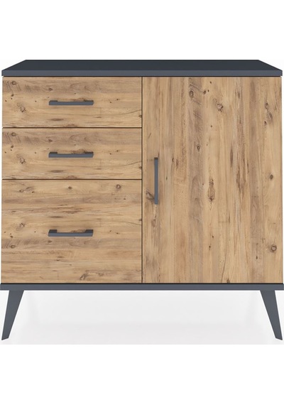 Arges Şifonyer Tek Raflı 3 Çekmeceli Tek Kapaklı 88x30x80 Antrasit-çam Çam Arges Şifonyer Tek Raflı 3 Çekmeceli Tek Kapaklı 88x30x80 Antrasit-çam Çam