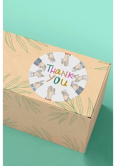 Renkli Yazılı Alkışlayan Eller Sticker 3x3cm St2335 Çok Renkli